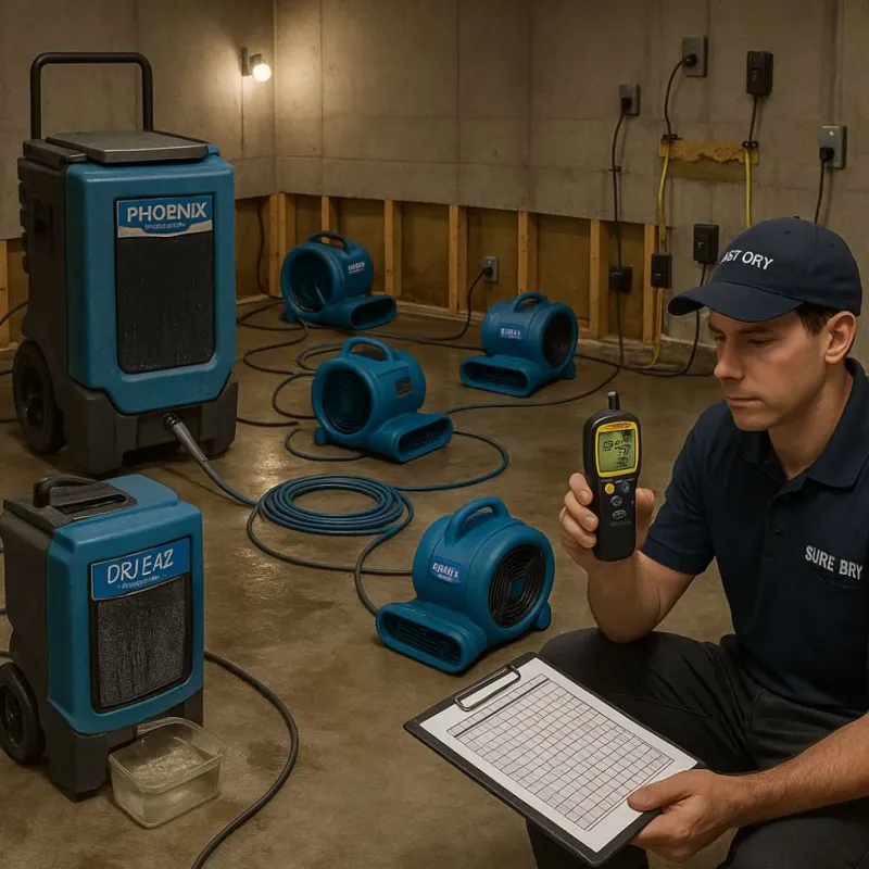 Structural Drying and Dehumidification process in Maywood, CA